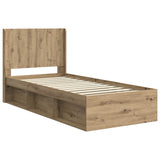 Bed Frame with Storage and Headboard Artisan Oak 100 x 200 cm 3413892