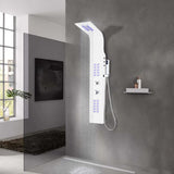 Shower Panel Unit Aluminium 20x44x130 cm White 142995