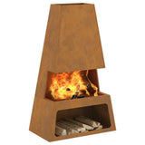 Fire Pit Brown 60 x 35 x 100 cm Weathering Steel 858939