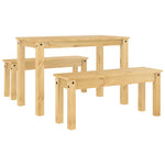 ZNTS 3 Piece Dining Set Panama Solid Wood Pine 3345164