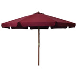 Garden Parasol Burgundy Polyester, Laminated bamboo, Hardwood Large 47216