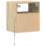 ZNTS Wall-mounted Bedside Cabinet with LED Lights Sonoma Oak 3307979