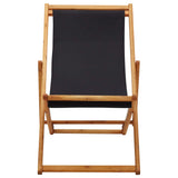 ZNTS Folding Beach Chair Eucalyptus Wood and Fabric Black 310316