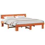 Bed Frame with Headboard Wax Brown 200 x 200 cm Solid Pine Wood 3382291
