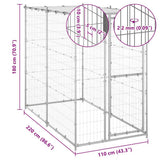 Outdoor Dog Kennel Galvanised Steel with Roof 110x220x180 cm 150800