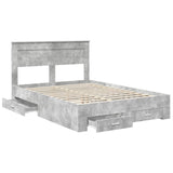 Bed Frame Concrete Grey 140 x 190 cm Engineered Wood 3409982