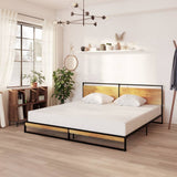 Bed Frame Black Powder-coated metal, melamine coated MDF 324868