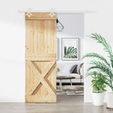 Sliding Door with Hardware Set 85x210 cm Solid Wood Pine 3203171