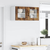 Wall Glass Cabinet LUCCA 2 pcs Smoked Oak 40 x 31 x 40 cm 884845
