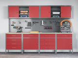 Work Cabinet with Drawer 10 pcs Red Engineered Wood and Steel 3321491