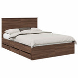 Bed Frame with Drawer Brown Oak 140 x 190 cm Engineer Wood 3411123