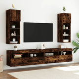 TV Cabinets with LED Lights 2 pcs Smoked Oak 30.5x30x90 cm 837010