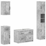 4 Piece Bathroom Cabinet Set UTRECHT Concrete Grey 3417975