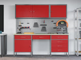 Work Cabinet with Drawer 8 pcs Red Engineered Wood and Steel 3321465