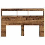 Headboard Cabinet with LED Old Wood 160x17x102 cm 863131