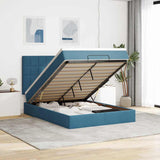 Ottoman Bed with Mattresses Dark Blue 140x200cm Velvet 3313479