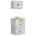 ZNTS Garage Cabinets 2 pcs Concrete Grey Engineered Wood 3328335