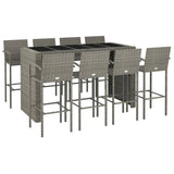 Garden Bar Set Grey Poly Rattan Large Footrest Bar Table Set 3187673