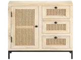 Sideboard 60x35x70 cm Solid Mango Wood and Natural Cane 323508