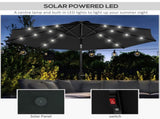 2.7m Outdoor Patio Garden Umbrella Parasol with Tilt Crank and 24 LEDs Lights, Black T3398P318674