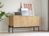Modern Sideboard Cabinet with 2 Doors and Metal Legs, Buffet Storage Cabinet with Line Design, N896P457078W