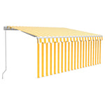 ZNTS Manual Retractable Awning with Blind 3.5x2.5m Yellow&White 3069278