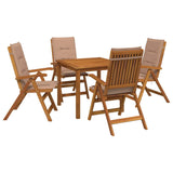 5-Piece Garden Dining Set Natural Solid Acacia Wood 3434599