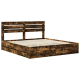 Bed Frame with Drawer Smoked Oak 180 x 200 cm Engineer Wood 3411487