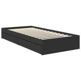 Storage Bed with Headboard Black 90 x 190 cm Engineered Wood 3412319