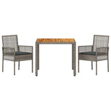 Garden Dining Set 3 pcs Grey Poly rattan 3334909