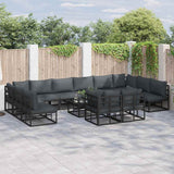 Garden Sofa Set with Cushion Black Aluminium 3378924
