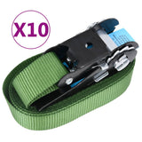Ratchet Tie Down Straps 10 pcs 800 daN 6 m Green 148894