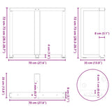 Dining Table Legs T-Shaped 2 pcs Black 70x35x cm Steel 4013056