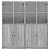 Bookcase with Doors Grey Sonoma 136x37x142 cm Engineered Wood 3206529