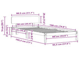 Bed Frame with Headboard White 90 x 190 cm Solid Pine Wood 872129