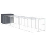 Dog House with Run Anthracite 214x1069x181 cm Galvanised Steel 3189135