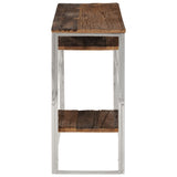 Console Table Silver Stainless Steel and Solid Sleeper Wood 350005