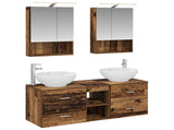Bathroom Furniture Set 5 pcs Old Wood Engineered Wood and Glass 3406965