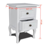 Nightstands 2 pcs with 2 Drawers MDF White 60638
