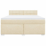 Box Spring Bed with Mattress Cream 180x200 cm Fabric 3285972