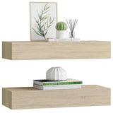 Wall-mounted Drawer Shelves 2 pcs Oak 60x23.5x10cm MDF 330262