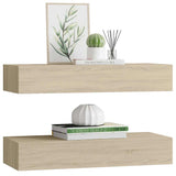 Wall-mounted Drawer Shelves 2 pcs Oak 60x23.5x10cm MDF 330262