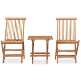 ZNTS 3 Piece Folding Outdoor Dining Set Solid Teak Wood 315455