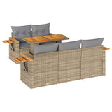 6 Piece Garden Sofa Set with Cushions Beige Poly Rattan Acacia 3327552