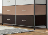 Bedroom Chest of Drawers, 10 Drawer Dresser with Foldable Fabric Drawers and Steel Frame, T3398P330466