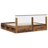 Bed Frame with Headboard Old Wood 200 x 200 cm Solid Pine Wood 3410562