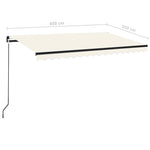 ZNTS Manual Retractable Awning 450x350 cm Cream 3069197