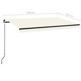 ZNTS Manual Retractable Awning 450x350 cm Cream 3069197