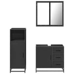 ZNTS 3 Piece Bathroom Furniture Set Black Engineered Wood 3300955