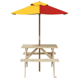 Picnic Table for 4 Kids with Umbrella Solid Wood Fir 3281613